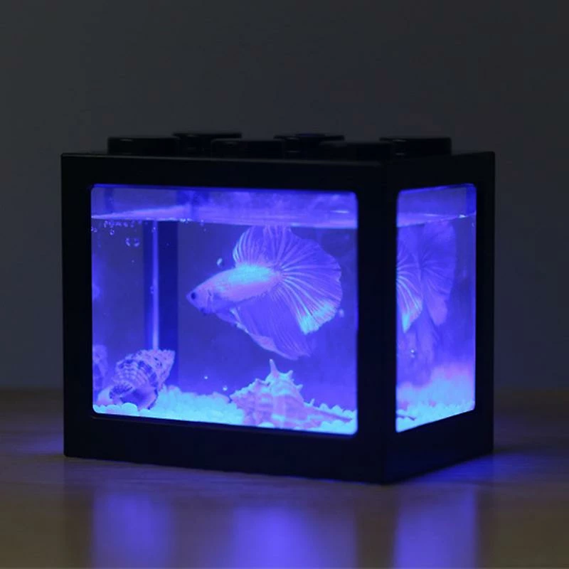 Cumdel Bureau Mini Fish Tank USB Led Fish Box Aquarium Blocs Empilés Pour Le Décor De Bureau à Domicile 3 Cumdel Bureau Mini Fish Tank USB Led Fish Box Aquarium Blocs Empilés Pour Le Décor De Bureau à Domicile – Image 3