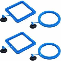 Unbranded 4pcs Aquarium Fish Feeder Feeder Anneau Carré Rond Flottant Cercle Alimentaire