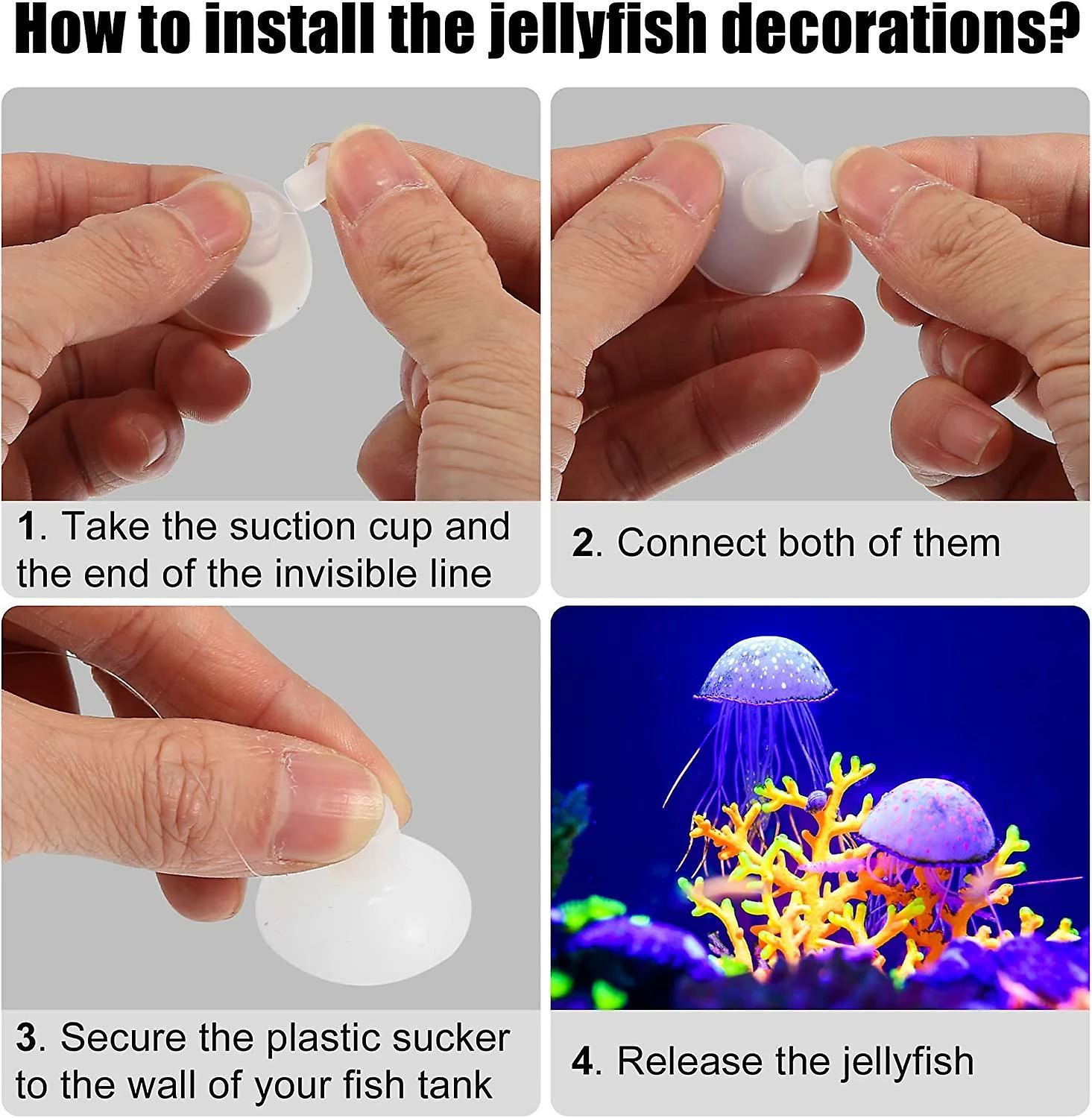 Unbranded Fish Tank Jellyfish Decoration, Silicone Fluorescent Jellyfish Glow Ornaments Aquarium Decor With Suction Cup, Purple, 2.8"x5.5" 5 Unbranded Fish Tank Jellyfish Decoration, Silicone Fluorescent Jellyfish Glow Ornaments Aquarium Decor With Suction Cup, Purple, 2.8"x5.5" – Image 5
