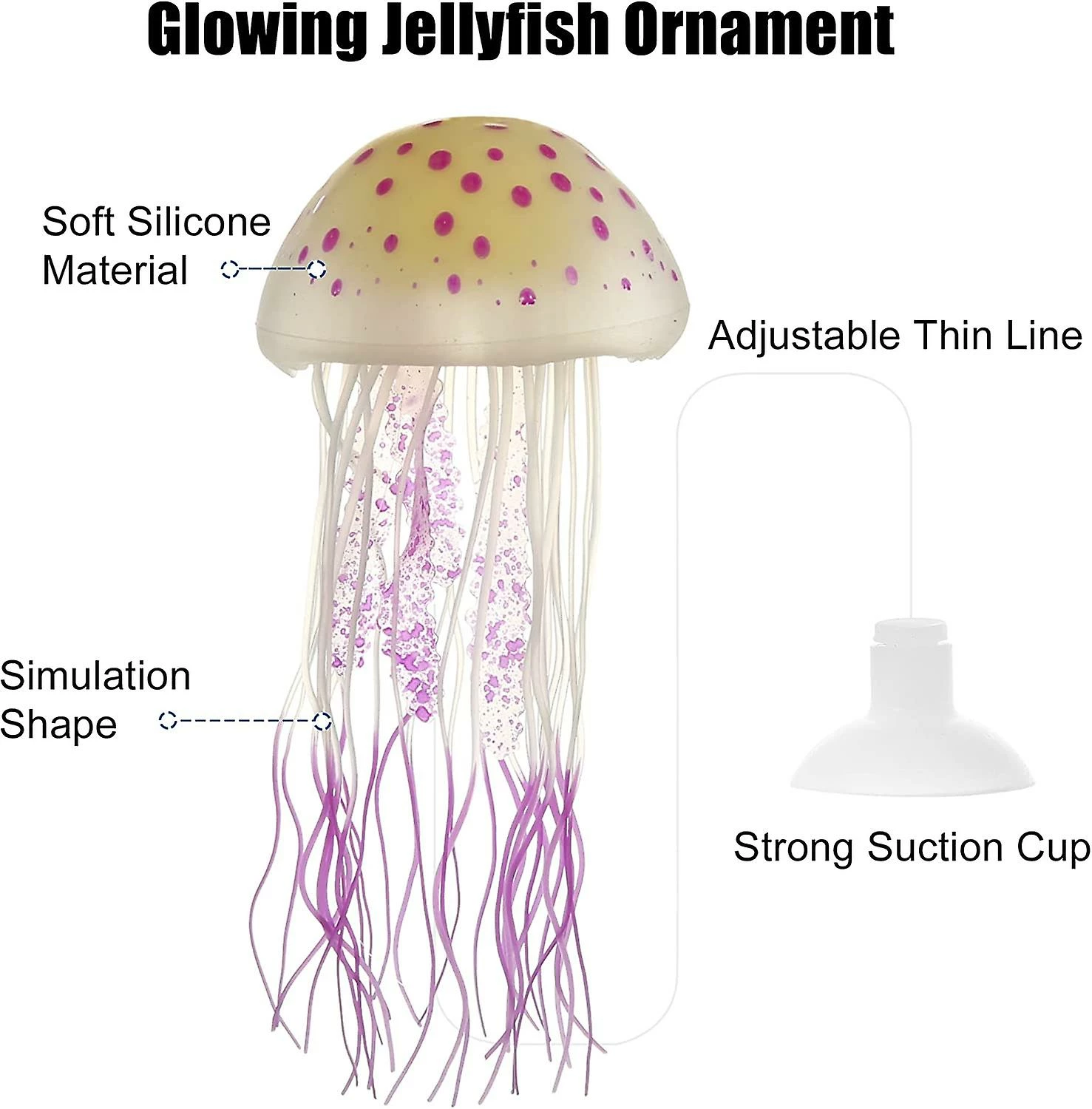 Unbranded Fish Tank Jellyfish Decoration, Silicone Fluorescent Jellyfish Glow Ornaments Aquarium Decor With Suction Cup, Purple, 2.8"x5.5" 3 Unbranded Fish Tank Jellyfish Decoration, Silicone Fluorescent Jellyfish Glow Ornaments Aquarium Decor With Suction Cup, Purple, 2.8"x5.5" – Image 3