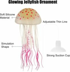 Unbranded Fish Tank Jellyfish Decoration, Silicone Fluorescent Jellyfish Glow Ornaments Aquarium Decor With Suction Cup, Pink, 2.8"x5.5" -Pompe À Eau Boutique 783774232 max