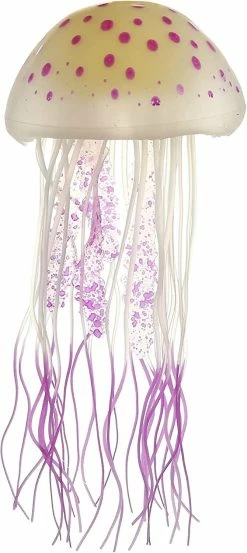Unbranded Fish Tank Jellyfish Decoration, Silicone Fluorescent Jellyfish Glow Ornaments Aquarium Decor With Suction Cup, Purple, 2.8"x5.5"