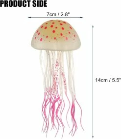 Unbranded Fish Tank Jellyfish Decoration, Silicone Fluorescent Jellyfish Glow Ornaments Aquarium Decor With Suction Cup, Pink, 2.8"x5.5" -Pompe À Eau Boutique 783774235 max