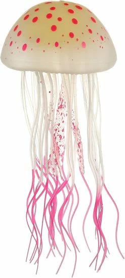 Unbranded Fish Tank Jellyfish Decoration, Silicone Fluorescent Jellyfish Glow Ornaments Aquarium Decor With Suction Cup, Pink, 2.8"x5.5"