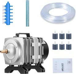 Unbranded Commercial Air Pump 46 Watt Single Outlet, 6 Valve Manifold For Aquarium, Fish Tank, Fountain, Pond & Hydroponics,1030GPH, Silver